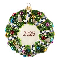 2025 Here Comes Black Santa Wreath Glass Ornament