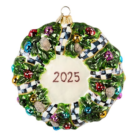 2025 Here Comes Black Santa Wreath Glass Ornament