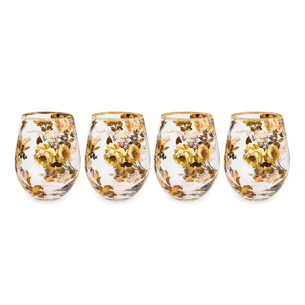 Wild Rose Glassware, Set of 4 mackenzie-childs Panama imagen 1 Wild Rose Glassware, Set of 4 mackenzie-childs Panama imagen 1