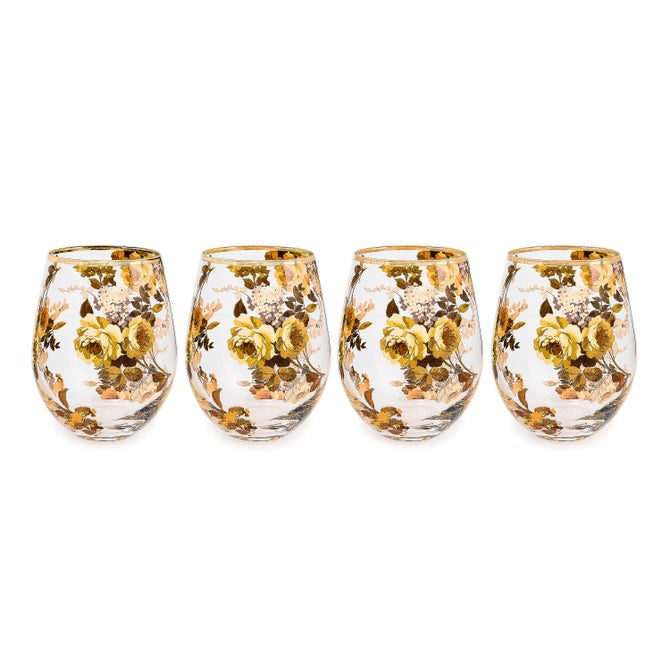 Wild Rose Stemless Wine Glass, Set of 4 image number 0
