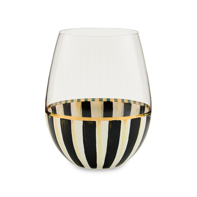 Courtly Stripe Stemless Wine Glass image number 0