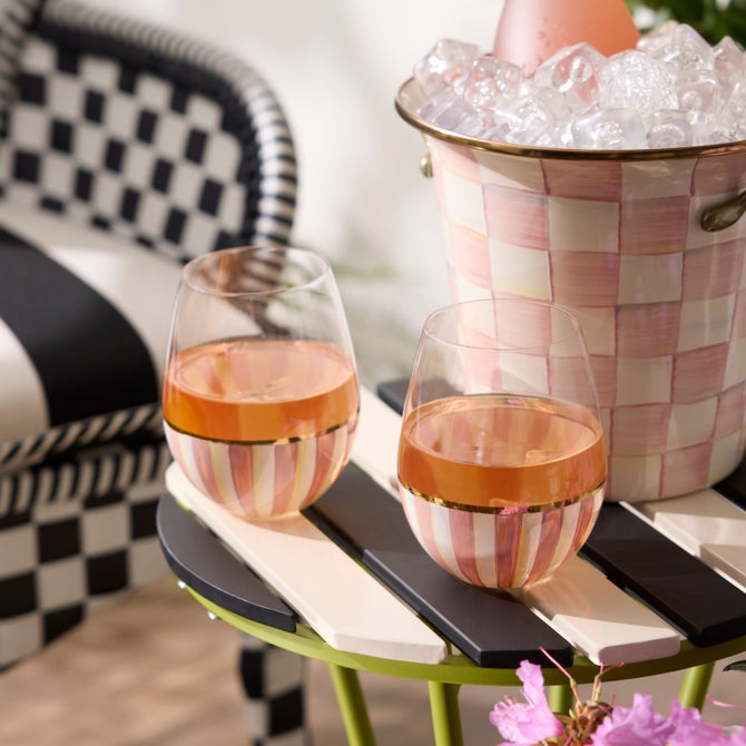 Rosy Stripe Stemless Wine Glass image number 1