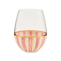 Rosy Stripe Stemless Wine Glass