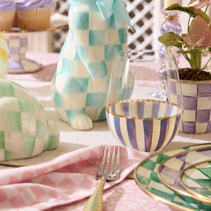 Violet Stripe Stemless Wine Glass