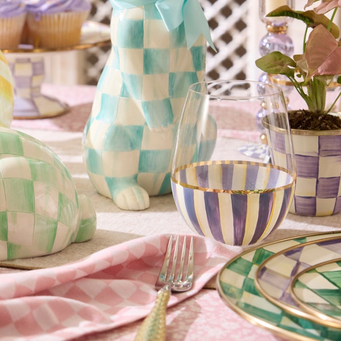 Violet Stripe Stemless Wine Glass image number 1