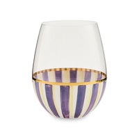 Violet Stripe Stemless Wine Glass
