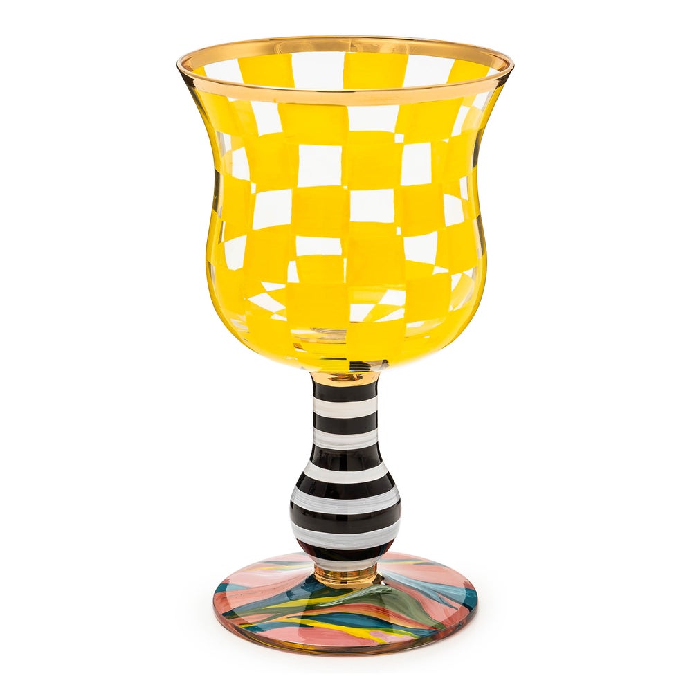 Carnival Yellow Wine Glass mackenzie-childs Panama imagen 1