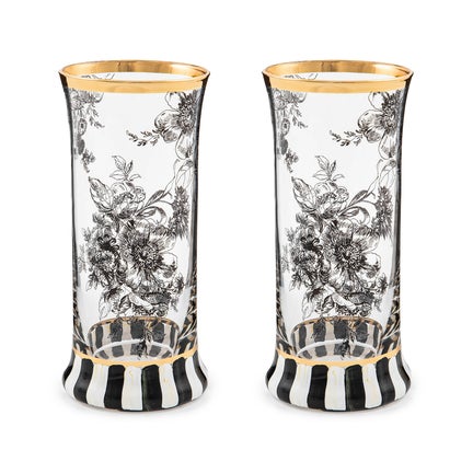Courtly English Garden Highball Glass, Set of 2