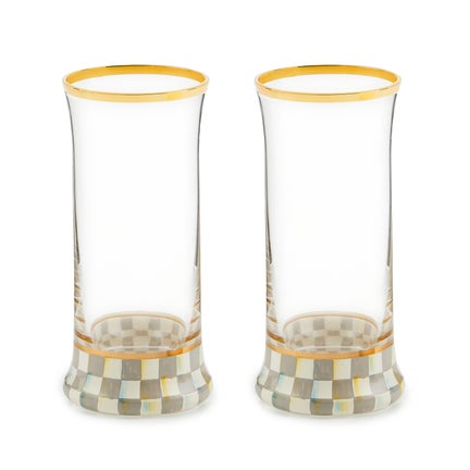 Sterling Check Highball Glass, Set of 2