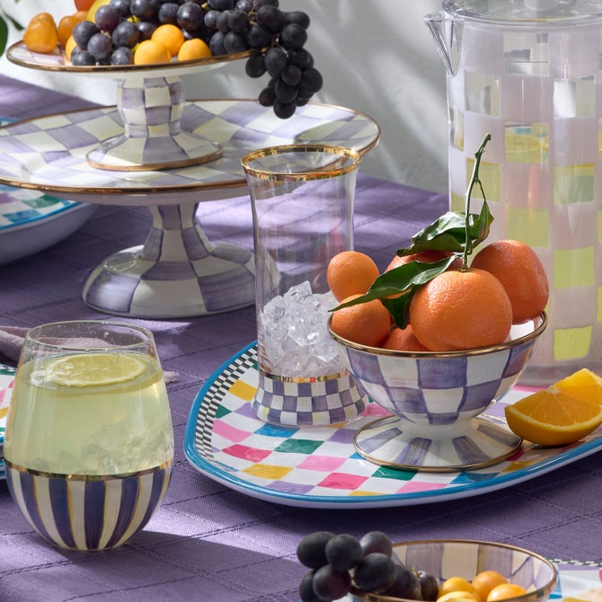 Violet Check Highball Glass, Set of 2 image number 3