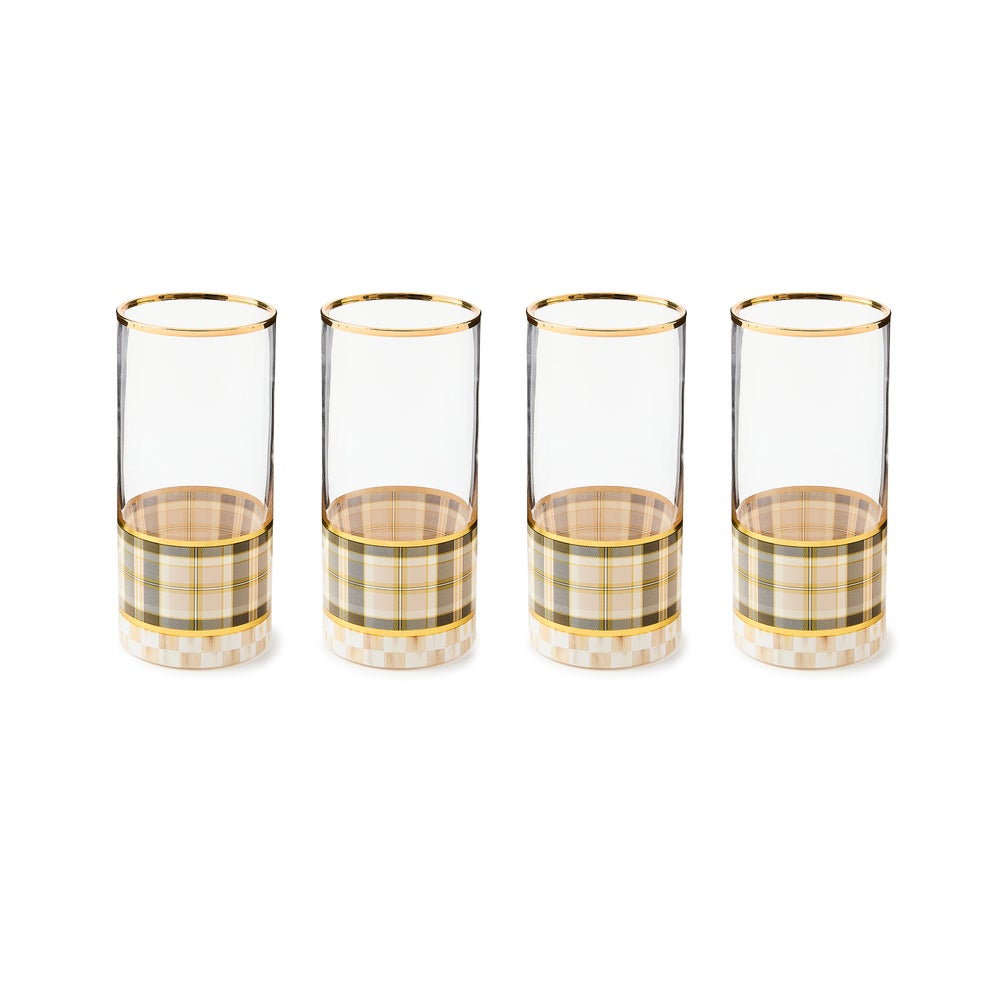 Tartan Mocha Glassware, Set of 4 mackenzie-childs Panama imagen 1 Tartan Mocha Glassware, Set of 4 mackenzie-childs Panama imagen 1