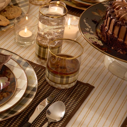 Tartan Mocha Tumbler Glass, Set of 4