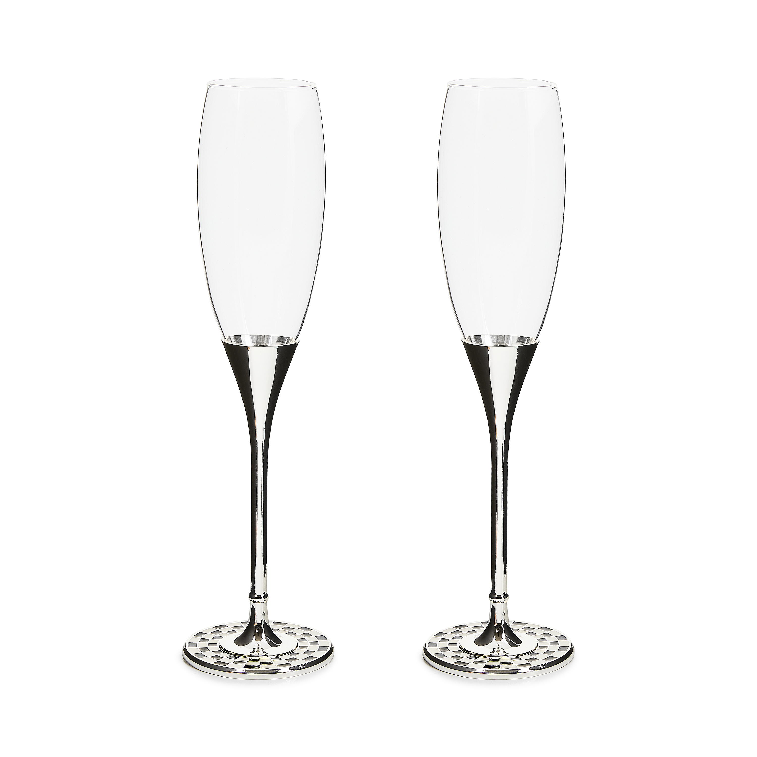 Celebrate Courtly Toasting Flutes (Black & White), Set of 2