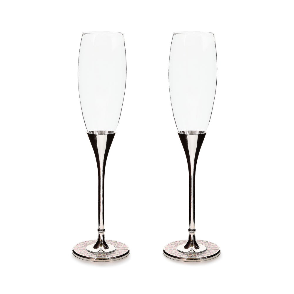 Celebrate Courtly Toasting Flutes, Set of 2 - Rosy Check mackenzie-childs Panama imagen 1