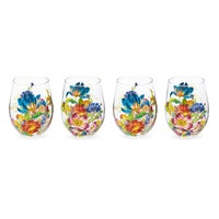 Flower Market Stemless Wine Glass, Set of 4