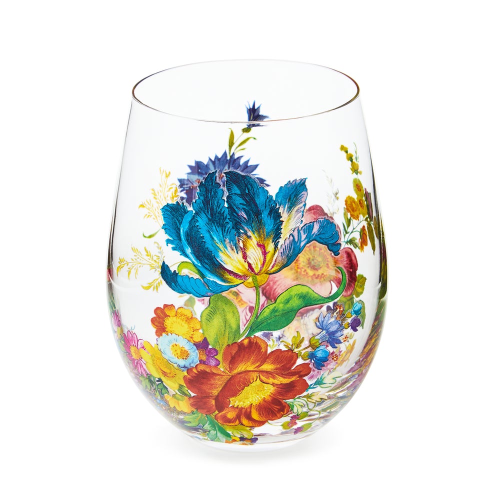 Flower Market Stemless Wine Glass, Set of 4 mackenzie-childs Panama imagen 1 Flower Market Stemless Wine Glass, Set of 4 mackenzie-childs Panama imagen 1