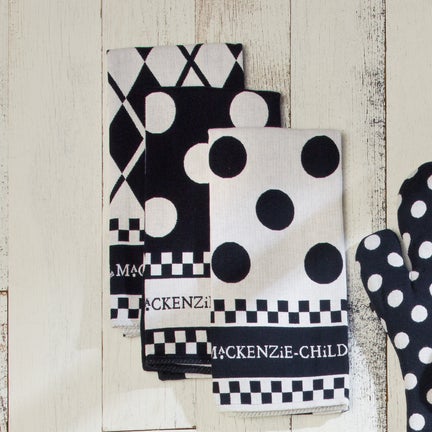 Black & White Dot Dish Towels, Set of 3