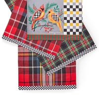 Holiday Cardinal & Tartan Check Assorted Woven Dish Towels Set
