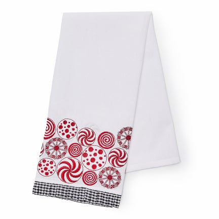 Peppermint Embroidered Dish Towel