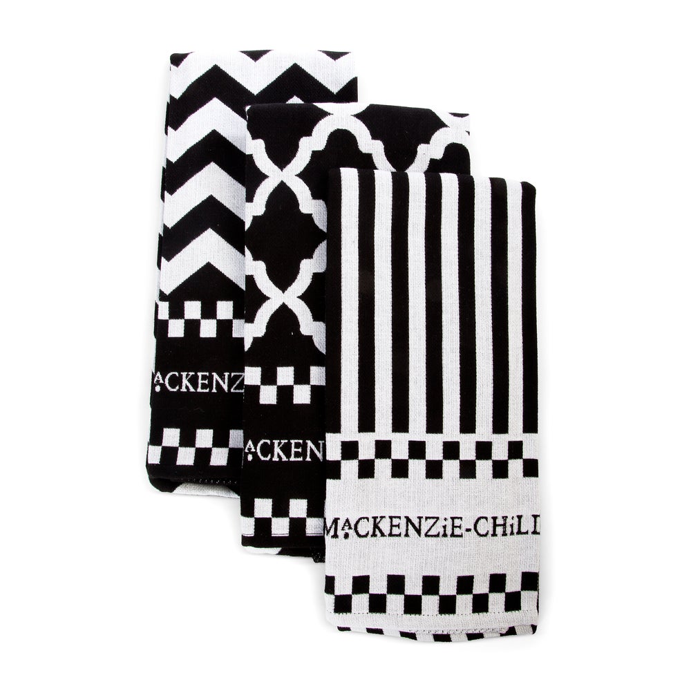 Black & White Zig Zag Dish Towels, Set of 3 mackenzie-childs Panama imagen 1