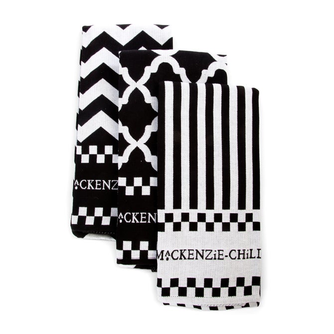Black & White Zig Zag Dish Towels, Set of 3 image number 0