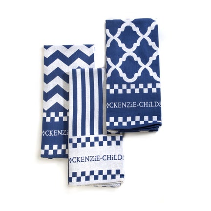 Blue & White Zig Zag Dish Towels, Set of 3