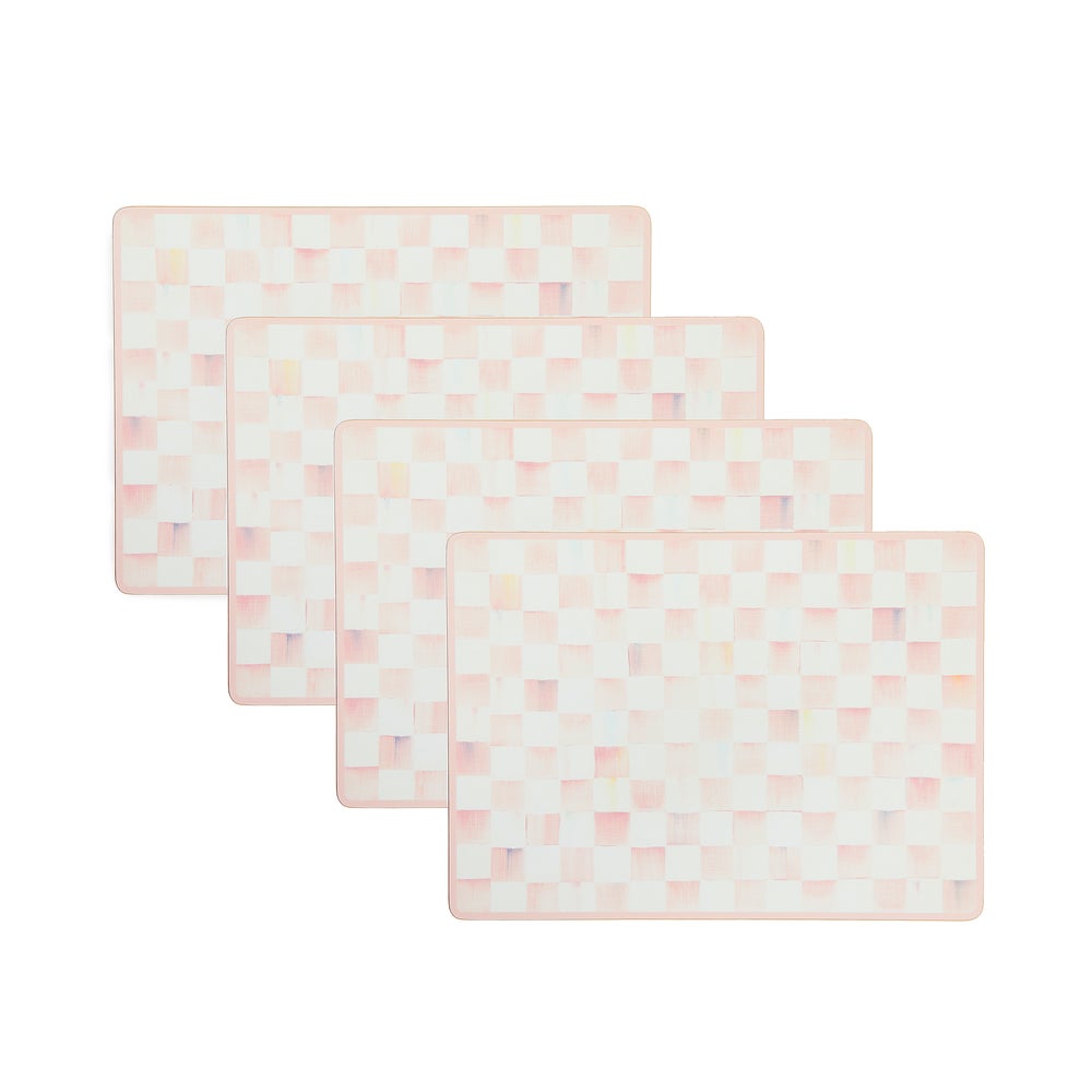 Mocha Check Cork Back Placemats, Set of 4 - Rosy Check mackenzie-childs Panama imagen 1