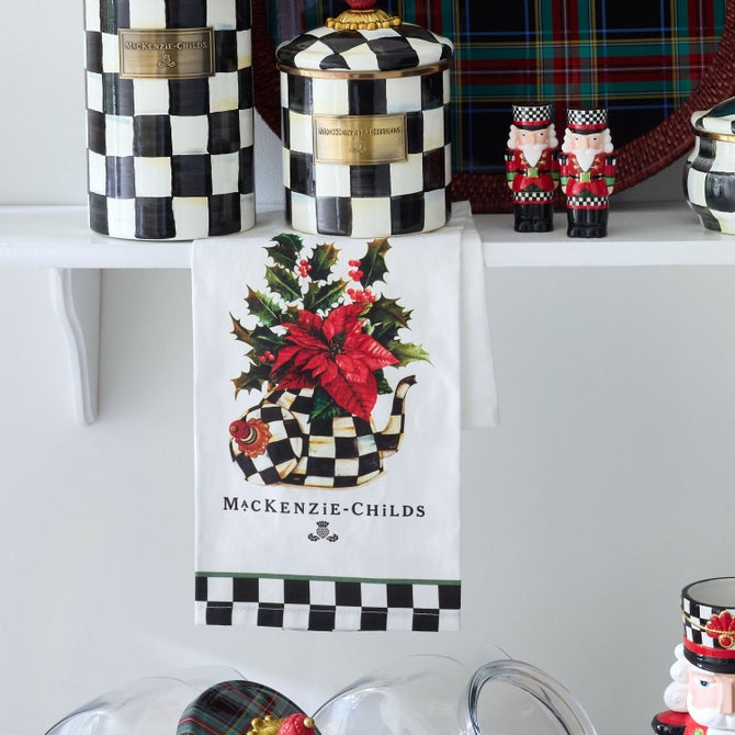 Poinsettia Tea Kettle Dish Towel image number 3