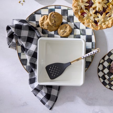 Black Check Linen Dish Towel
