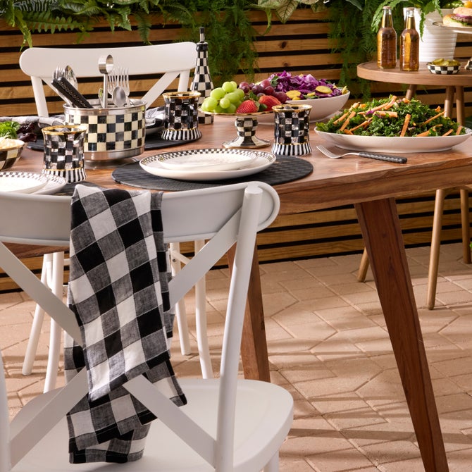 Black Check Linen Dish Towel image number 3