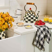 Black Check Linen Dish Towel