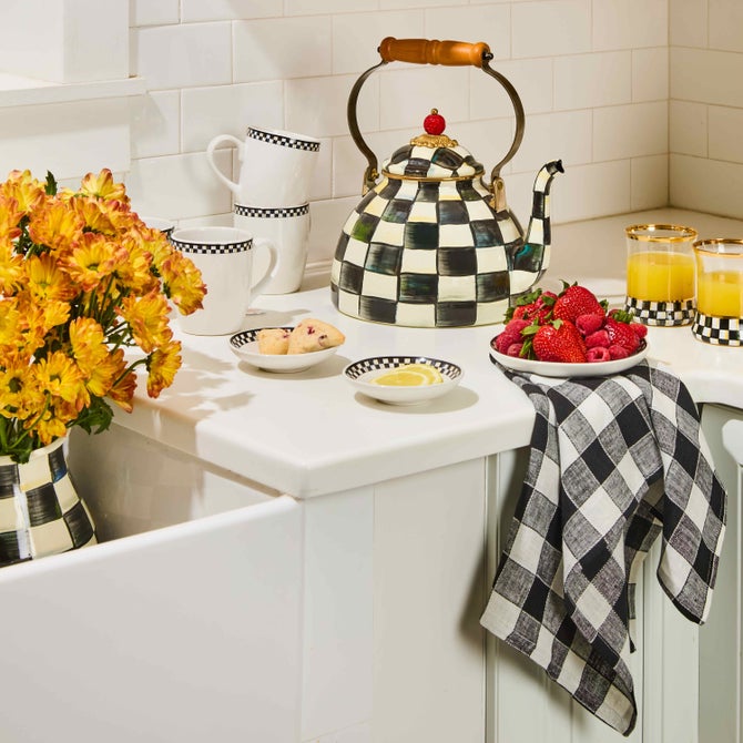 Black Check Linen Dish Towel image number 5