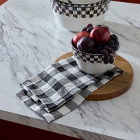 Black Check Linen Dish Towel