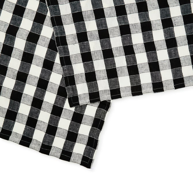 Black Check Linen Dish Towel image number 2