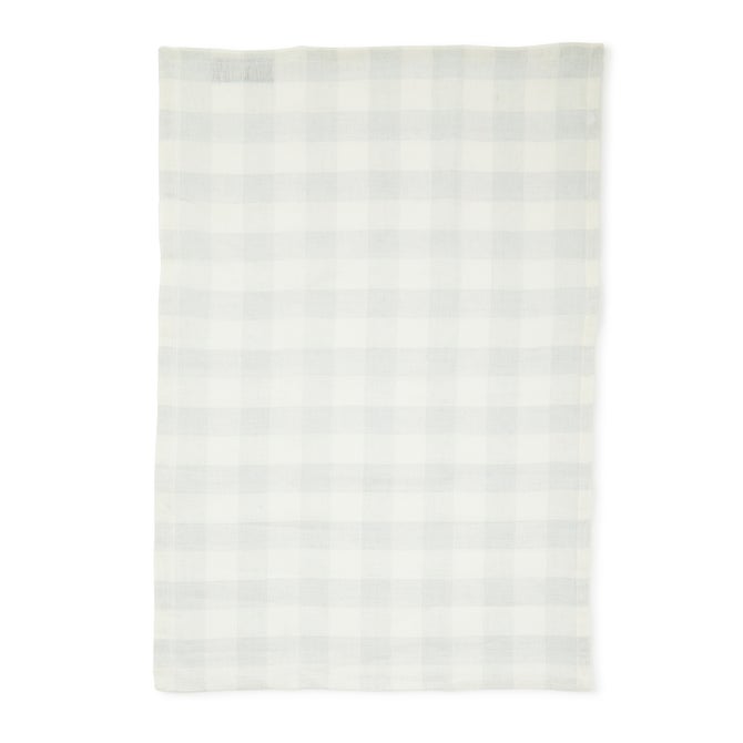 Grey Check Linen Dish Towel image number 2