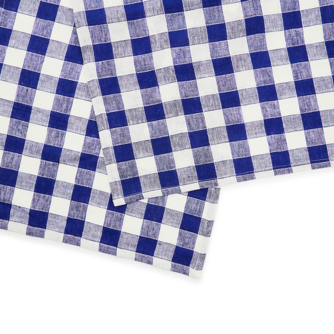 Navy Check Linen Dish Towel image number 2