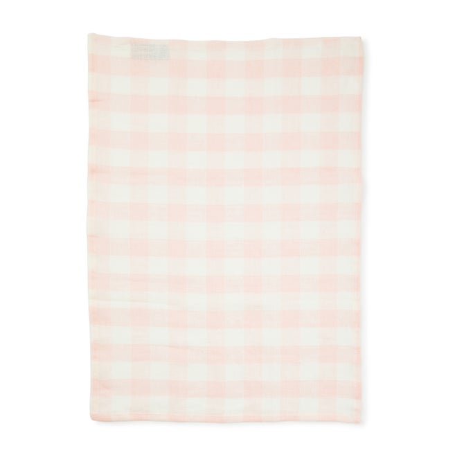 Pink Check Linen Dish Towel image number 1
