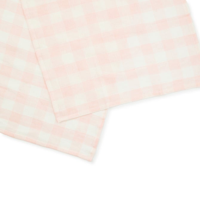 Pink Check Linen Dish Towel image number 2