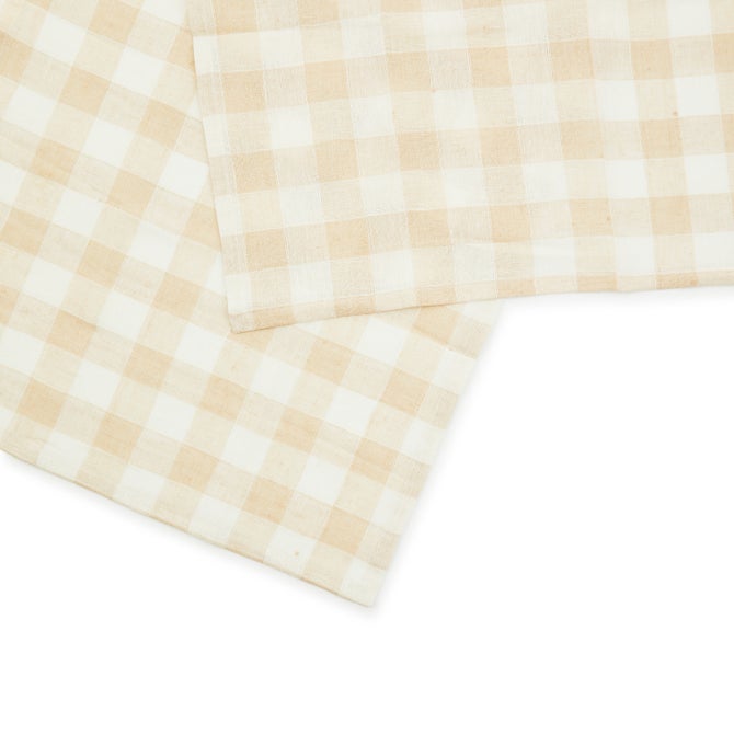 Tan Check Linen Dish Towel image number 2