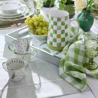 Green Check Linen Dish Towel
