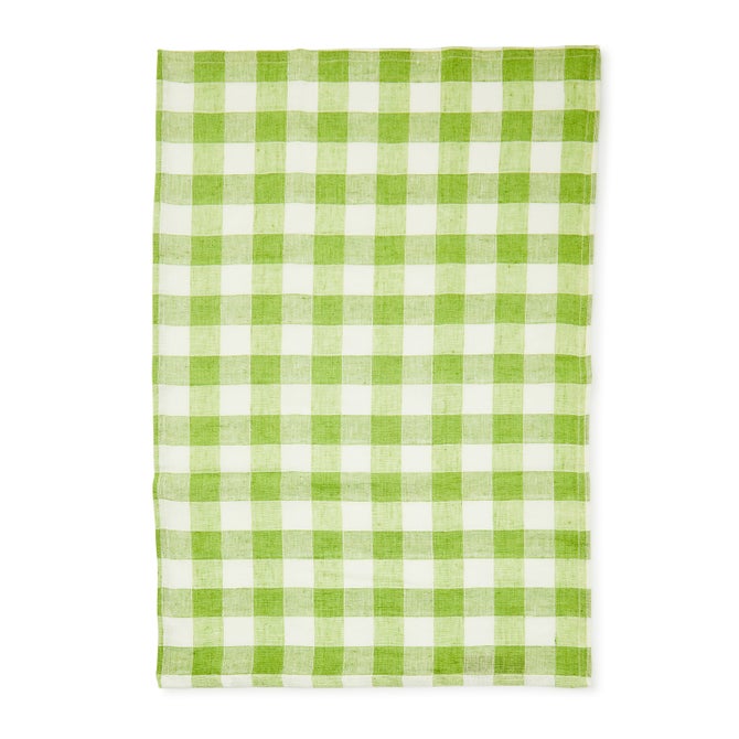 Green Check Linen Dish Towel image number 2