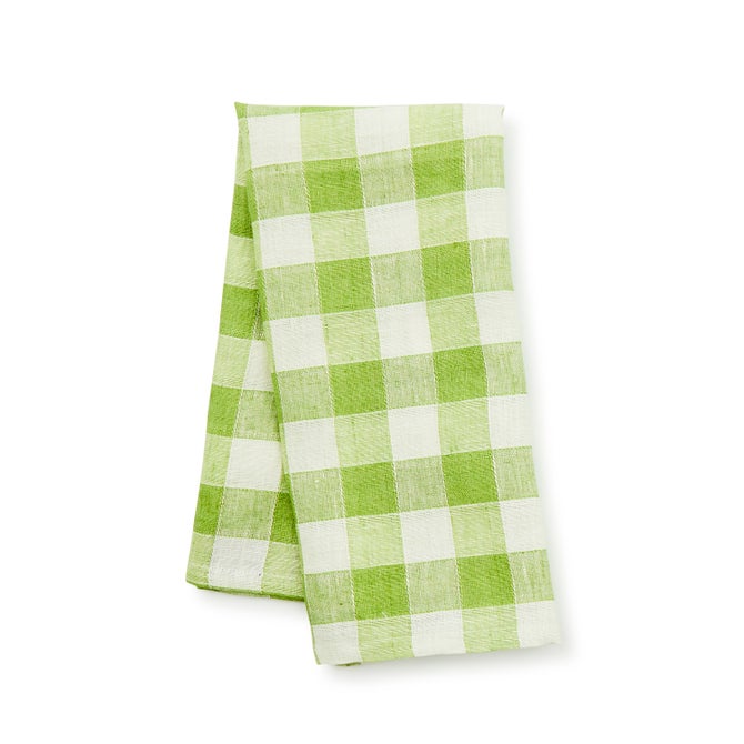 Green Check Linen Dish Towel image number 0