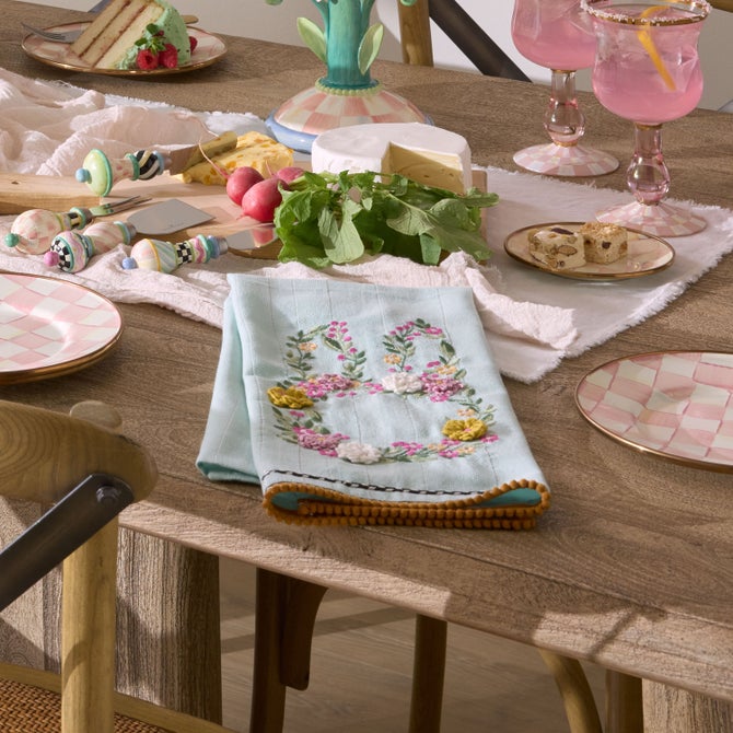 Floral Bunny Embroidered Dish Towel image number 1