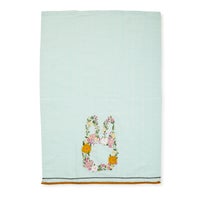 Floral Bunny Embroidered Dish Towel