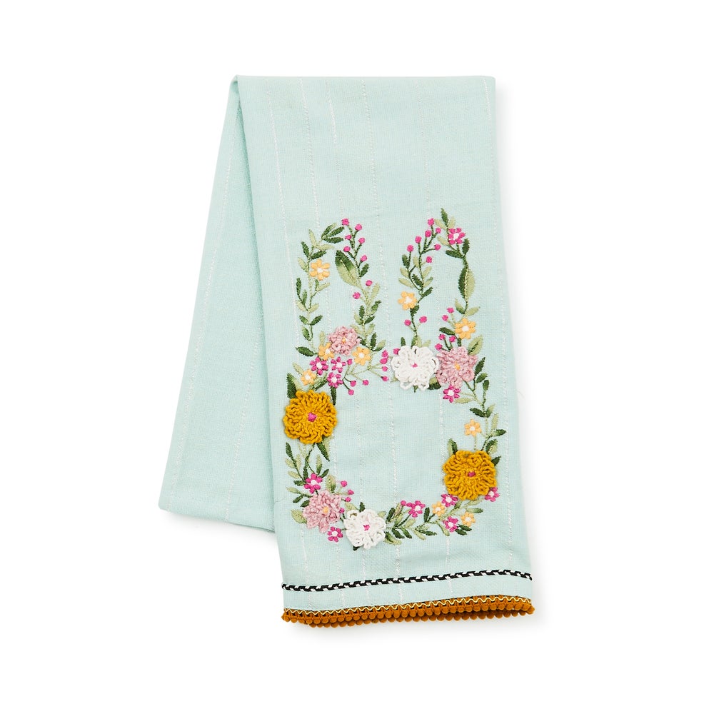 Floral Bunny Embroidered Dish Towel mackenzie-childs Panama imagen 1