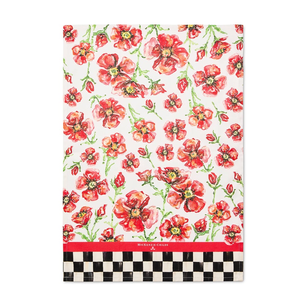 Red Poppies Printed Dish Towel mackenzie-childs Panama imagen 1
