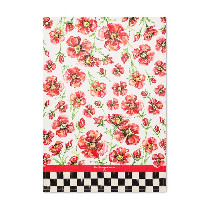 Red Poppies Printed Dish Towel image number 0