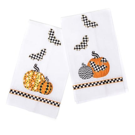 Polka Pumpkin Guest Towels - Set of 2
