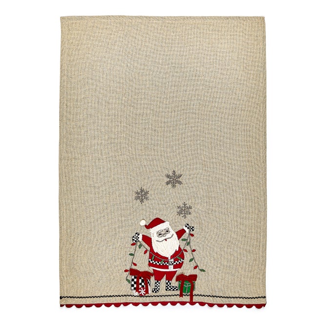 Santa with Tree Lights Embroidered Dish Towels, Set of 2 image number 1