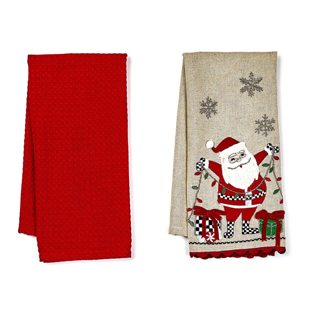 Santa with Tree Lights Embroidered Dish Towels, Set of 2 mackenzie-childs Panama imagen 1